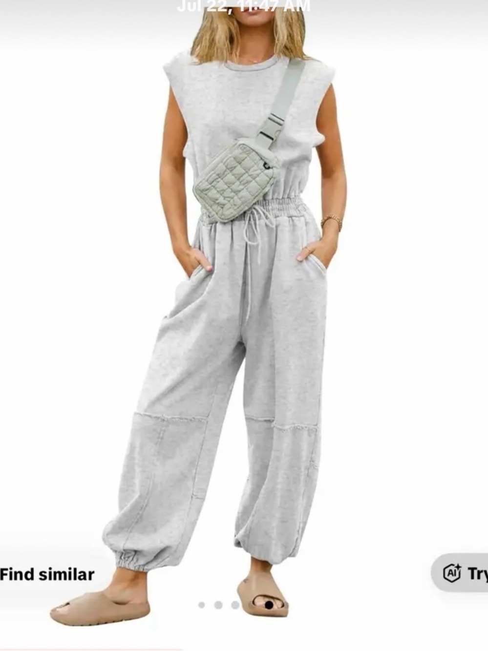 Casual Women's Sleeveless Jumpsuit in Light Gray (runs large)